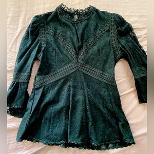 Kooples 3/4 sleeve black lace blouse size S
